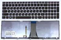 Клавиатура для ноутбука Lenovo IdeaPad G50-30, G50-45, G50-70, B50-30 черная, рамка серебряная