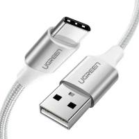 Кабель UGREEN US288 (60131), USB-A 2.0 to Type C, 3A, в оплётке, 1m, White