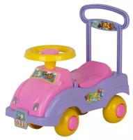 Каталка-толокар стром Автомобиль для девочек (У447) со звуковыми эффектами фиолетовый/розовый