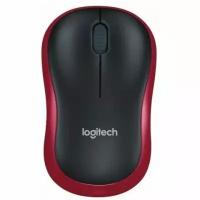 Мышь Logitech M186 черный/красный оптическая (1000dpi) беспроводная USB2.0 для ноутбука (2but)