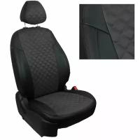 Чехлы на автомобильные сидения Автопилот для KIA Ceed II Hb / Wag 5-ти дв. с 12-18г. (Алькантара ромб, Черный + Темно-серый)