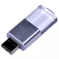 Пластиковая флешка с выдвижным механизмом и кристаллом (16 Гб / GB USB 2.0 Белый/White cristal10)