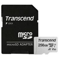 Карта памяти 256Gb - Transcend 300S Micro Secure Digital XC Class 10 UHS-I TS256GUSD300S-A с переходником под SD (Оригинальная!)