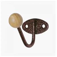 Крючок-вешалка с деревянным шариком КВД-1 медный антик