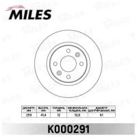 MILES K000291 Диск тормозной RENAULT LOGAN/SANDERO передний не вент.D=259мм