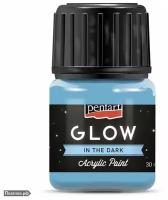 Акриловая краска Pentart Glow in the dark Сияние в темноте 16484 синий 30 мл