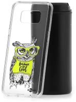 Чехол для Samsung Galaxy S8 Plus Kruche Print Сова в очках, пластиковая накладка, силиконовый бампер с защитой камеры, защитный прозрачный с рисунком