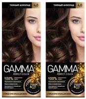 SVOBODA GAMMA PERFECT COLOR Стойкая крем-краска тон 4.0 темный шоколад (2 шт в наборе)