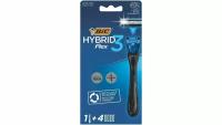 Бритвенный станок Bic Flex 3 Hybrid, сменные кассеты 4 шт