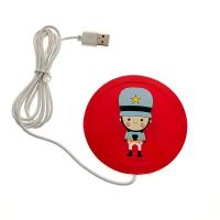 Подставка под кружку с подогревом LS-RBG силиконовая USB "Солдатики", цвет красный