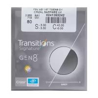 Линза для очков ESSILOR AS Stylist Transitions Gen 8 Crizal Sapphire UV, 1.67