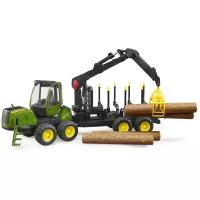 Трактор Bruder John Deere 1210Е с прицепом, манипулятором и бревнами 02-133