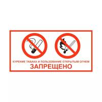 Курение табака и пользование открытым огнем запрещено. 150х300 мм