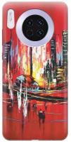GOSSO Ультратонкий силиконовый чехол-накладка для Huawei Mate 30 с принтом "Акварельный город"