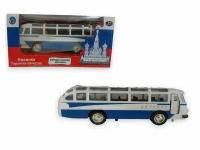 Модель автобус ЛАЗ-695 бело-синий, свет, звук, 1:32