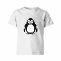 Детская футболка «Веселый маленький пингвин» (140, белый)