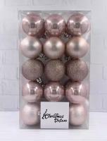 Набор елочных шаров CHRISTMAS DELUXE 87077/87076/87078, розовый перламутр, 6 см, 30 шт