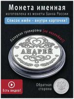 Именная монета талисман 25 рублей Андрей - идеальный подарок мужчине на 23 февраля и сувенир