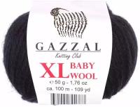 Пряжа Gazzal Baby Wool XL черный (803), 40%шерсть мериноса/20%кашемирПА/40%акрил, 100м, 50г, 1шт