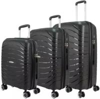 Умный чемодан Impreza Meridian, 3 шт., 120 л, размер M+, черный