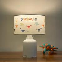 Детская лампа, светильник настольный с абажуром, светильник прикроватный, ночник в детскую с динозаврами / homing