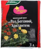 Грунт Буйские удобрения Цветочный рай для роз, бегоний, хризантем, 3 л, 1.2 кг