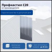 Профнастил С20 1150/1100x0,55 мм, цинк, м2