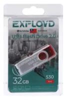 Флешка Exployd 530, 32 Гб, USB2.0, чт до 15 Мб/с, зап до 8 Мб/с, красная