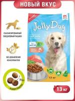 Корм сухой Зоогурман Jolly Dog полнорационный для взрослых собак, лосось и рис, 13 кг