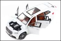 Машина Mercedes GLS AMG 1:24 металлическая 21 см со светом и звуком белый / белый