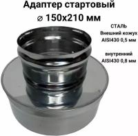 Адаптер стартовый, переход моно-термо для дымохода D 150x210 мм (0,8/430*0,5/430) "Прок"