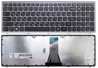 Клавиатура для ноутбука Lenovo IdeaPad Flex 15, G500S, G505S, S500, S510, Z510 черная, рамка серебряная