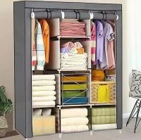 Складной шкаф Каркасный Тканевый Storage Wardrobe для одежды, серый