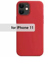 Чехол на айфон 11 с микрофиброй, силиконовый, матовый, цвет красный