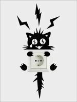 Наклейка интерьерная "Кот ток" на розетку или выключатель