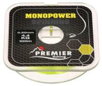 Леска Preмier fishing MONOPOWER Spinning, диаметр 0.2 мм, тест 4.4 кг, 100 м, флуоресцентная желтая