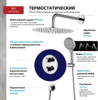 Смеситель Lemark Yeti LM7829C термостатический для душа, встраиваемый