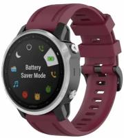 Ремешок силиконовый для смарт-часов 20мм Garmin 5S, 5S Plus, Fenix 6S Pro, Fenix 7S бордовый