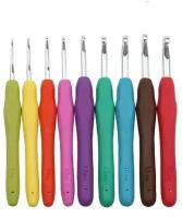 Набор алюминиевых крючков для вязания с силиконовой ручкой односторонних (9 шт.)