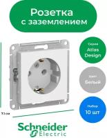 Розетка белая AtlasDesign (10 шт) с заземлением ATN000143 Schneider Electric / Systeme Electric