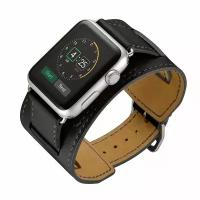 Ремешок кожаный Rock JDHDL Genuine Leather Watch Strap Set для Apple Watch 42/44/45mm, черный