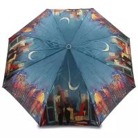 Зонт PLANET, автомат, 3 сложения, купол 88 см., 8 спиц, чехол в комплекте, для женщин, синий