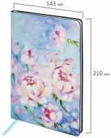 Блокнот А5 (143x210 мм), BRAUBERG VISTA "Pink flowers", под кожу, гибкий, срез фольга, 80 л, 112075