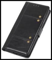 Чехол-книжка футляр MyPads для Sony Xperia 5-3 ручной работы c декоративными пуговицами цвет черный