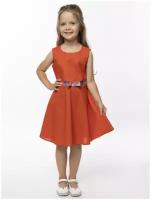Платье летнее для девочки льняное кораллового цвета на рост 104-110