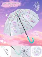 Зонт Единорог Эврика, зонт трость детский Unicorn/пони, женский, 8 спиц, диаметр купола 86 см