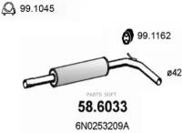 Средняя часть глушителя, 586033 ASSO 58.6033