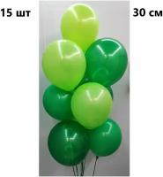 Воздушные шары, Композиция из зеленых шаров (цвета Майнкрафт), 15 штук, (12"/30 см)