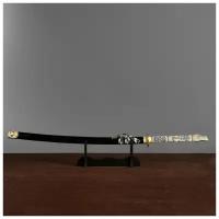 Сувенирное оружие "Катана на подставке", чёрные ножны, рукоятка - под слоновую кость, 108 см