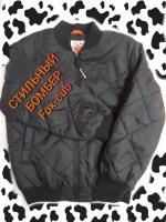 Куртка для мальчика бомбер Fox-cub из курточной ткани с подкладкой, утепленная, 5190, р.152-76-69,черный Т